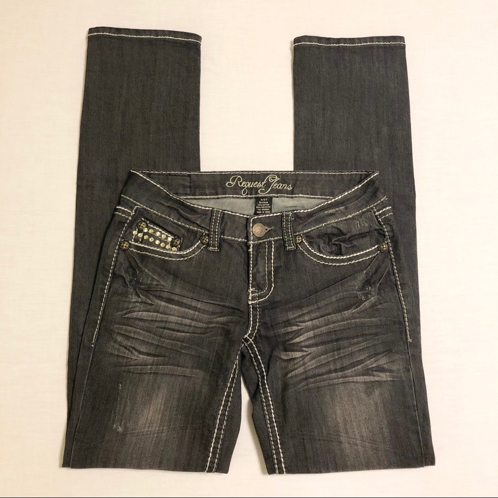 Request Black Distressed Bling Jeans - 5 / 27